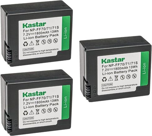 Kastar NP-FF70 Battery 3-Pack Replacement for Sony DCR-IP45, DCR-IP45E, DCR-IP5, DCR-IP55, DCR-IP55E, DCR-IP5E, DCR-IP7, DCR-IP7BT, DCR-IP7E, DCR-HC1000, DCR-HC1000E Camera in Saudi Arabia