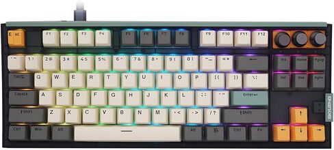 SKYLOONG GK87 V3 TKL Wireless Mechanical Keyboard - Nordic 2.4G/Bluetooth 5.1/USB Wired - Double Spacebar - 3Knobs - Gateron G Pro Switch-RGB Backlit Hot Swappable - Ti-Grey PBT Keycaps in Saudi Arabia