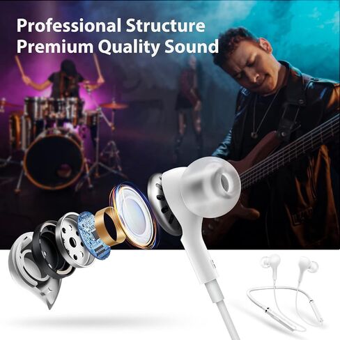 Wireless Earbuds Bluetooth Headphone NeckBand Earphone for Samsung A53 A54 S24 Ultra S23 FE Z Flip Fold for iPhone 13 Pro Max 15 14 Plus for Google Pixel 9 XL 8 6a 7a Magnetic Neck Strap Sport Headset in Saudi Arabia