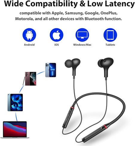 Wireless Earbuds Bluetooth Headphone NeckBand Earphone for Samsung A53 A54 S24 Ultra S23 FE Z Flip Fold for iPhone 13 Pro Max 15 14 Plus for Google Pixel 9 XL 8 6a 7a Magnetic Neck Strap Sport Headset in Saudi Arabia