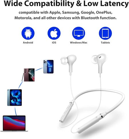 Wireless Earbuds Bluetooth Headphone NeckBand Earphone for Samsung A53 A54 S24 Ultra S23 FE Z Flip Fold for iPhone 13 Pro Max 15 14 Plus for Google Pixel 9 XL 8 6a 7a Magnetic Neck Strap Sport Headset in Saudi Arabia