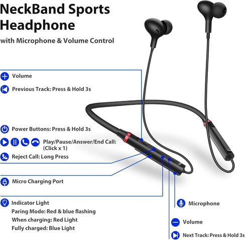 Wireless Earbuds Bluetooth Headphone NeckBand Earphone for Samsung A53 A54 S24 Ultra S23 FE Z Flip Fold for iPhone 13 Pro Max 15 14 Plus for Google Pixel 9 XL 8 6a 7a Magnetic Neck Strap Sport Headset in Saudi Arabia