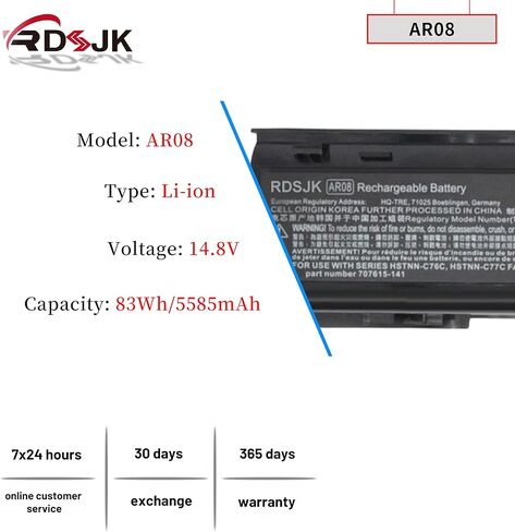 AR08 AR08XL Laptop Battery for HP ZBook 15 17 Mobile Workstation Series HSTNN-IB4H HSTNN-IB4I 708455-001 708456-001 707614-121 707614-141 707615-141 14.8V 83Wh 8Cells in Saudi Arabia