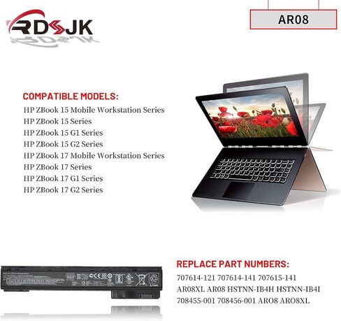 AR08 AR08XL Laptop Battery for HP ZBook 15 17 Mobile Workstation Series HSTNN-IB4H HSTNN-IB4I 708455-001 708456-001 707614-121 707614-141 707615-141 14.8V 83Wh 8Cells in Saudi Arabia