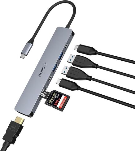 USB C Hub 7 Ports, Dual Display USB C Adapter to 4K HDMI, USB A&C 3.0, PD Charging Port, SD/TF Card Reader USB C Dongle for Type C Laptop and Tablet in Saudi Arabia