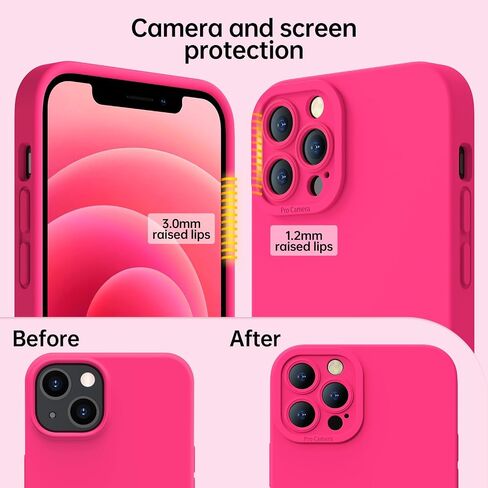 Designed for iPhone 15 Pro Case - Upgraded Enhanced Camera Protection - Soft Microfiber Lining Inside - Liquid Silicone Shockproof Protective Phone Case 6.1" for Men Women Girls - Hot Pink in Saudi Arabia