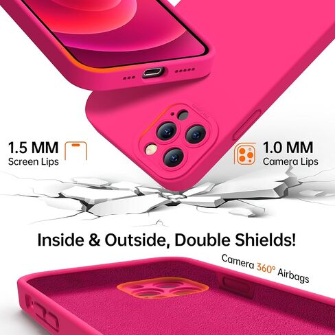 Designed for iPhone 15 Pro Case - Upgraded Enhanced Camera Protection - Soft Microfiber Lining Inside - Liquid Silicone Shockproof Protective Phone Case 6.1" for Men Women Girls - Hot Pink in Saudi Arabia