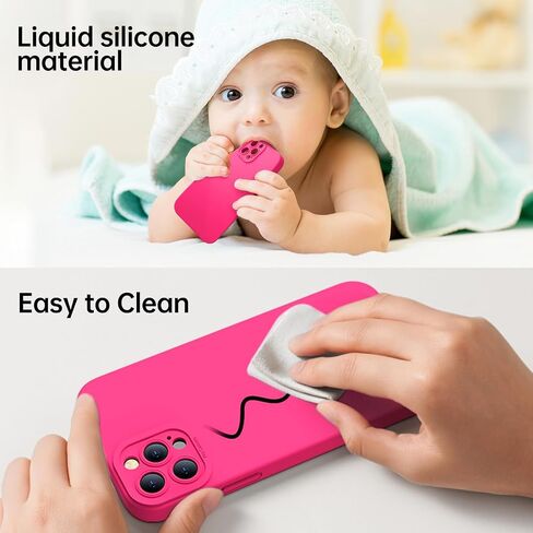 Designed for iPhone 15 Pro Case - Upgraded Enhanced Camera Protection - Soft Microfiber Lining Inside - Liquid Silicone Shockproof Protective Phone Case 6.1" for Men Women Girls - Hot Pink in Saudi Arabia