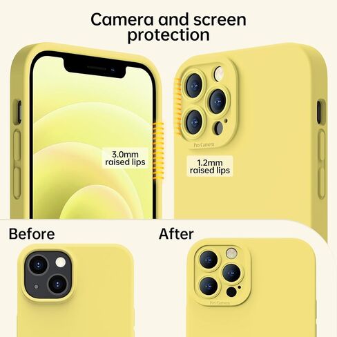 حافظة مصممة لهاتف iPhone 15 Pro - حماية محسنة للكاميرا - بطانة ناعمة من الألياف الدقيقة بالداخل - حافظة هاتف واقية مقاومة للصدمات من السيليكون السائل مقاس 6.1 بوصة للرجال والنساء والفتيات - وردي فاقع in Kuwait