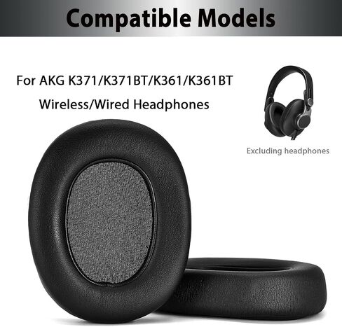 K371 Replacement Ear Pads Cushions Quite-Comfort Protein Leather Earpads Ear Cover Earmuff Repair Part for AKG K361 K371 Wired/Wireless Over-Ear Headphone (Black) in Saudi Arabia