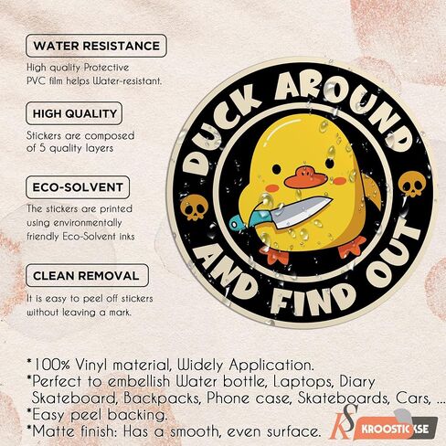 Set 3PCS 3" - Duck Around and Find Out Sticker Funny, Meme Duck Sarcastic Quote Vinyl Waterproof Stickers for Water Bottles, Phones, Cars, Laptops, Notebook, Helmet for Kid Girl Women Boy in Saudi Arabia