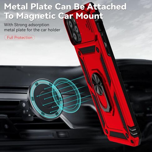 for iPhone 11 Pro Case,with Camera Lens Cover HD Screen Protector,[Military Grade] Ring Car Mount Kickstand Hybrid Hard PC Soft TPU Shockproof Protective Case for iPhone 11 Pro-Black in Saudi Arabia