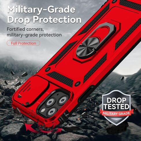 for iPhone 11 Pro Case,with Camera Lens Cover HD Screen Protector,[Military Grade] Ring Car Mount Kickstand Hybrid Hard PC Soft TPU Shockproof Protective Case for iPhone 11 Pro-Black in Saudi Arabia