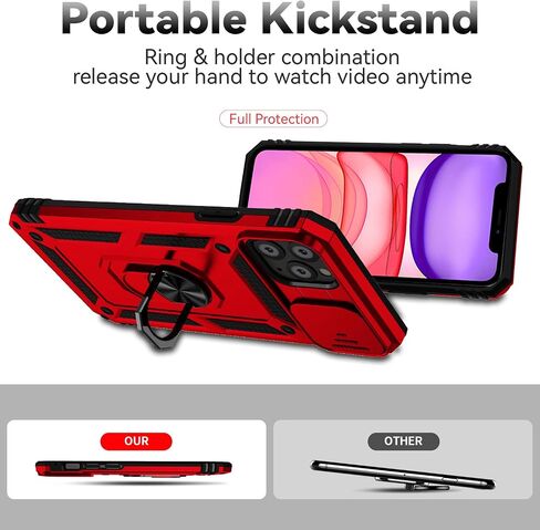 for iPhone 11 Pro Case,with Camera Lens Cover HD Screen Protector,[Military Grade] Ring Car Mount Kickstand Hybrid Hard PC Soft TPU Shockproof Protective Case for iPhone 11 Pro-Black in Saudi Arabia