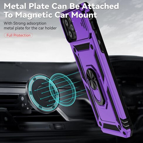 for iPhone 11 Pro Case,with Camera Lens Cover HD Screen Protector,[Military Grade] Ring Car Mount Kickstand Hybrid Hard PC Soft TPU Shockproof Protective Case for iPhone 11 Pro-Black in Saudi Arabia