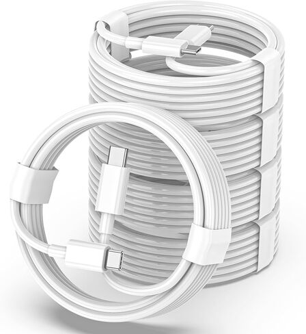 USB C to USB C Charging Cable 3ft 60W 5Pack, USB C Cable for Charging Apple, Type C to Type C Fast Charger Cord Compatible for iPhone 15/15 Pro/15 Pro Max/15 Plus,iPad Pro, Air5, MacBook Air (White) in Saudi Arabia