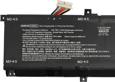 FZ06XL 83Wh Battery Replacement for Envy 16-h 16-h0006TX / Spectre X360 16-f 16-aa 16-aa0005nf / Spectre X360 2-in-1 16-f 16-aa 16t-aa Series FZ06083XL M47636-2C1 M47636-2D1 M48025-005 11.58V in Saudi Arabia