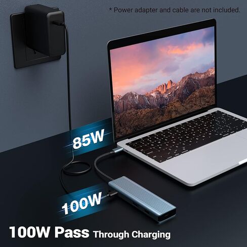موزع USB C، محول USB C 9 في 1 USB C إلى HDMI مزدوج الشاشة مع HDMI 4K، شحن PD 100 واط، USB 3.0/2.0، قارئ بطاقة SD/TF لجهاز Surface Pro، والكمبيوتر المحمول وأجهزة أخرى من النوع C in Saudi Arabia