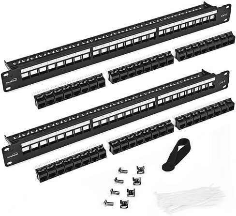لوحة التصحيح NavePoint ذات 24 منفذ CAT6 UTP 1U مع حجر الأساس، RJ45 Ethernet، أسود، 2 حزمة in Saudi Arabia