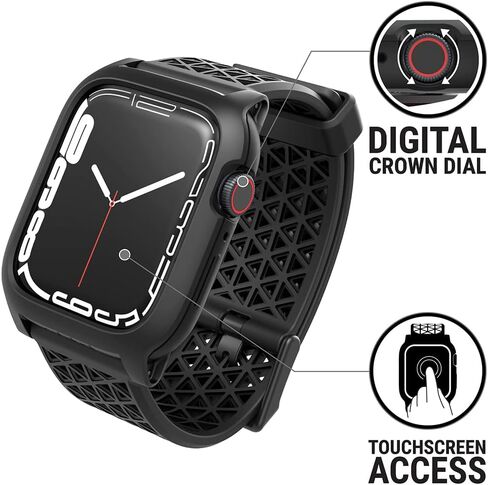 Catalyst Active Defense Case Designed for Apple Watch Series 9/8/7 45 mm, Drop Proof 10ft, Shock & Scratch-Resistant, Sport Band, Breathable, Rugged (Stealth Black) in Saudi Arabia