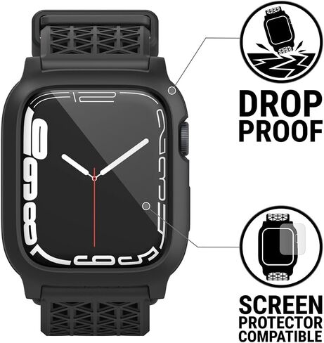 Catalyst Active Defense Case Designed for Apple Watch Series 9/8/7 45 mm, Drop Proof 10ft, Shock & Scratch-Resistant, Sport Band, Breathable, Rugged (Stealth Black) in Saudi Arabia