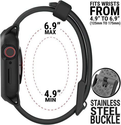 Catalyst Active Defense Case Designed for Apple Watch Series 9/8/7 45 mm, Drop Proof 10ft, Shock & Scratch-Resistant, Sport Band, Breathable, Rugged (Stealth Black) in Saudi Arabia