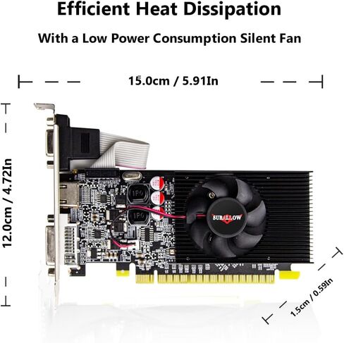 GT 210 1G Graphics Card, 64Bit 589MHZ 1024 MB DDR3 PCI Express 2.0 Graphics Card, DVI VGA HDMI Low Profile Graphics Card with Cooling Fan in Saudi Arabia