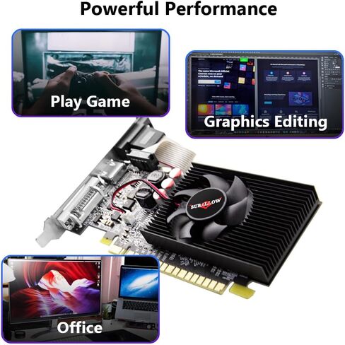 GT 210 1G Graphics Card, 64Bit 589MHZ 1024 MB DDR3 PCI Express 2.0 Graphics Card, DVI VGA HDMI Low Profile Graphics Card with Cooling Fan in Saudi Arabia
