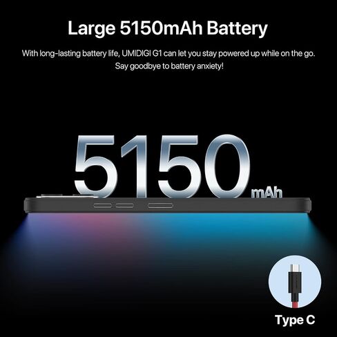 UMIDIGI Cell Phone G1, Android12 Unlocked Cell Phone, Dual Sim 4G LTE Mobile Phone, 3+32GB 256G Expandable, 6.52" HD+, 5150mAh, GSM Unlocked in Saudi Arabia