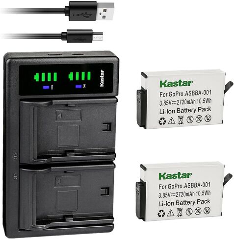 Kastar LTD2 USB Battery Charger Compatible with GoPro Camera ASBBA-001 Fusion Battery, GoPro ASBBA-001 Battery, Gopro Fusion 360-Degree Action Camera, Gopro Fusion VR 360 Camera in Saudi Arabia