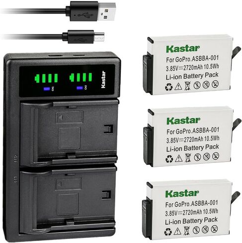 Kastar LTD2 USB Battery Charger Compatible with GoPro Camera ASBBA-001 Fusion Battery, GoPro ASBBA-001 Battery, Gopro Fusion 360-Degree Action Camera, Gopro Fusion VR 360 Camera in Saudi Arabia