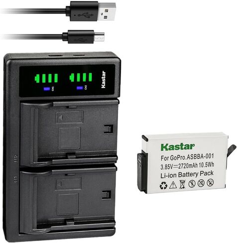 Kastar LTD2 USB Battery Charger Compatible with GoPro Camera ASBBA-001 Fusion Battery, GoPro ASBBA-001 Battery, Gopro Fusion 360-Degree Action Camera, Gopro Fusion VR 360 Camera in Saudi Arabia