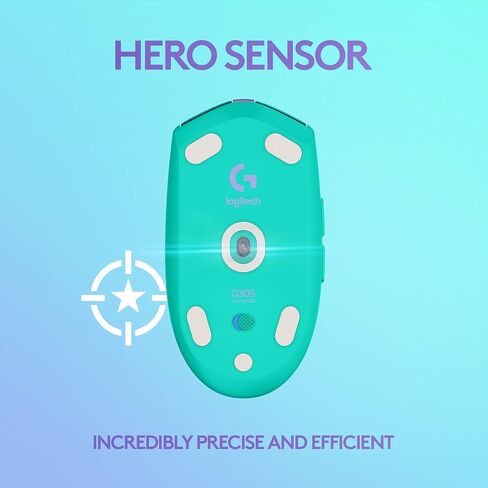 ماوس الألعاب اللاسلكي Logitech G305 Lightspeed، مستشعر Hero 12K، 12000 نقطة لكل بوصة، خفيف الوزن، 6 أزرار قابلة للبرمجة، عمر بطارية 250 ساعة، ذاكرة داخلية، جهاز الكمبيوتر/Mac - Mint (متجدد) in Saudi Arabia