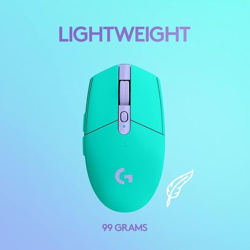 ماوس الألعاب اللاسلكي Logitech G305 Lightspeed، مستشعر Hero 12K، 12000 نقطة لكل بوصة، خفيف الوزن، 6 أزرار قابلة للبرمجة، عمر بطارية 250 ساعة، ذاكرة داخلية، جهاز الكمبيوتر/Mac - Mint (متجدد) in Saudi Arabia