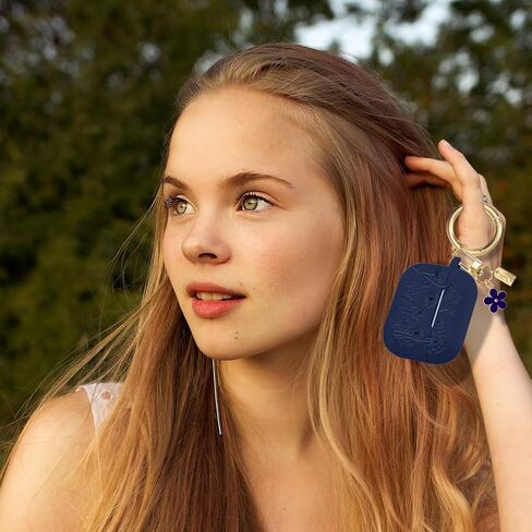 Flower Engraved Case Compatible with AirPods Pro 2 Case Cover 2022, Silicone Case for AirPods Pro 2nd/1st Generation with Cute Flower Keychain and Carabiner for Girls Women (Midnight Blue) in Saudi Arabia