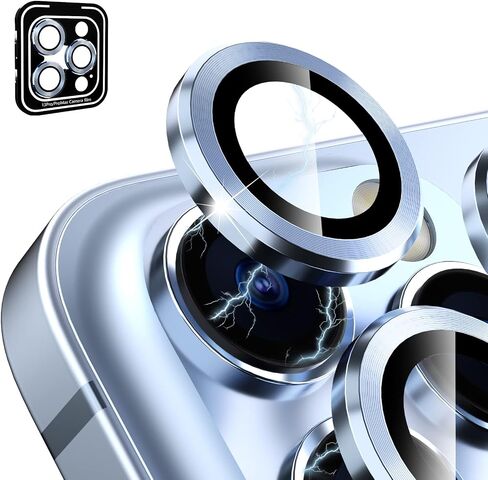 CloudValley Camera Lens Protector for iPhone 13 Pro - iPhone 13 Pro Max, 9H Tempered Glass Film, Aluminum Alloy Lens Protective Cover, Colorful in Saudi Arabia