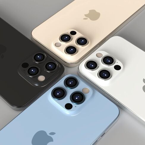 CloudValley Camera Lens Protector for iPhone 13 Pro - iPhone 13 Pro Max, 9H Tempered Glass Film, Aluminum Alloy Lens Protective Cover, Colorful in Saudi Arabia
