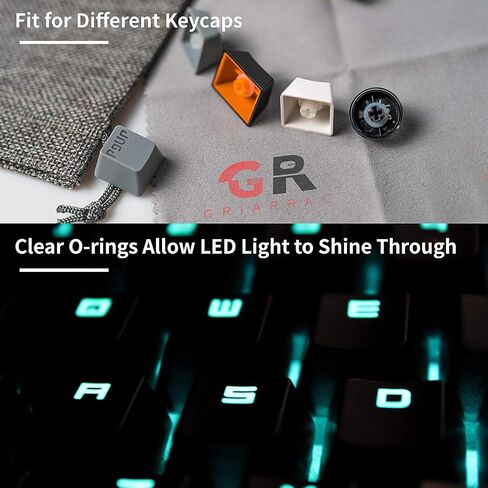 Griarrac لوحة المفاتيح الميكانيكية O Ring Switch Dampener مع Keycap Puller Remover Brush حقيبة ملحقات، لـ Cherry MX Kailh Box Gateron 40A-L (150 قطعة) in Saudi Arabia