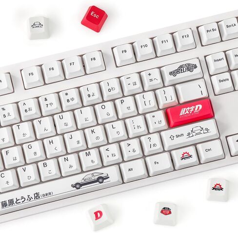 أغطية مفاتيح YIMAGUJRX الأولية D - أغطية مفاتيح يابانية AE86 PBT، 108 مفاتيح أولية D مخصصة لصبغ التسامي XDA للوحة المفاتيح الميكانيكية (أحمر) in Kuwait
