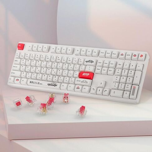أغطية مفاتيح YIMAGUJRX الأولية D - أغطية مفاتيح يابانية AE86 PBT، 108 مفاتيح أولية D مخصصة لصبغ التسامي XDA للوحة المفاتيح الميكانيكية (أحمر) in Kuwait