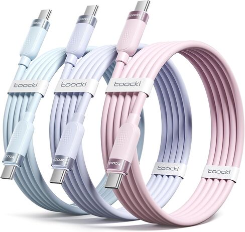 كابل USB C إلى USB C بقدرة 60 واط (3 عبوات، 6 أقدام) سلك شحن سريع من النوع C متوافق مع iPhone 15 Pro وiPad Pro وSamsung Galaxy S23 S22 وSwitch وMacBook Air وPixel. in Kuwait