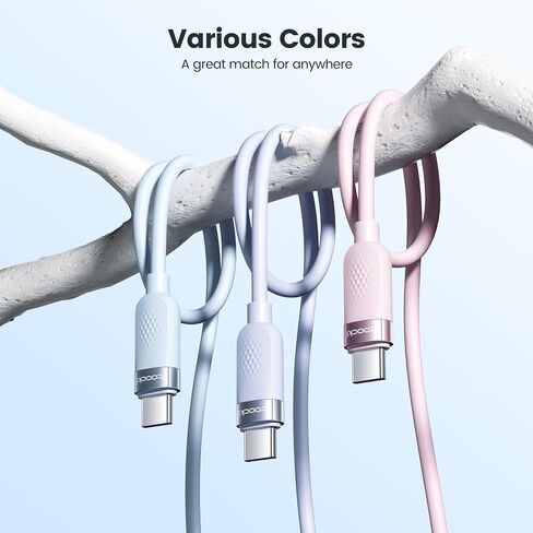 كابل USB C إلى USB C بقدرة 60 واط (3 عبوات، 6 أقدام) سلك شحن سريع من النوع C متوافق مع iPhone 15 Pro وiPad Pro وSamsung Galaxy S23 S22 وSwitch وMacBook Air وPixel. in Kuwait