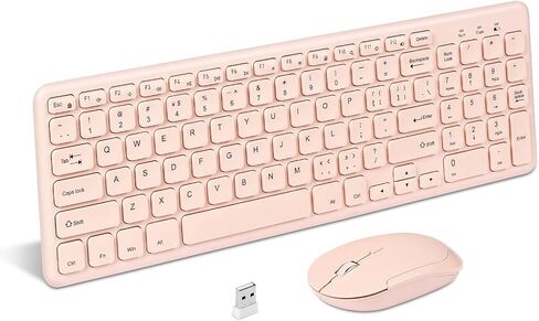 Wireless Keyboard and Mouse Combo 2.4G Slim Cordless Full Size Keyboard and Wireless Silent Mouse with USB Receiver 3 Adjustable DPI Portable Mouse Keyboard for PC Computer Desktop Laptop White in Saudi Arabia