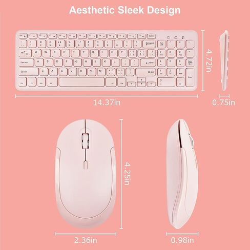 Wireless Keyboard and Mouse Combo 2.4G Slim Cordless Full Size Keyboard and Wireless Silent Mouse with USB Receiver 3 Adjustable DPI Portable Mouse Keyboard for PC Computer Desktop Laptop White in Saudi Arabia