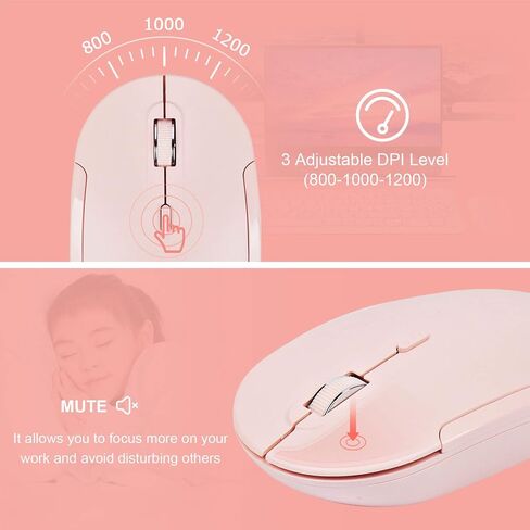 Wireless Keyboard and Mouse Combo 2.4G Slim Cordless Full Size Keyboard and Wireless Silent Mouse with USB Receiver 3 Adjustable DPI Portable Mouse Keyboard for PC Computer Desktop Laptop White in Saudi Arabia
