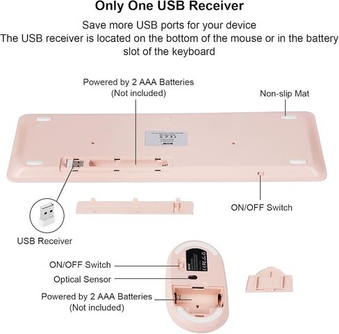 Wireless Keyboard and Mouse Combo 2.4G Slim Cordless Full Size Keyboard and Wireless Silent Mouse with USB Receiver 3 Adjustable DPI Portable Mouse Keyboard for PC Computer Desktop Laptop White in Saudi Arabia