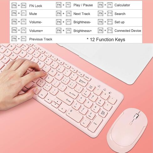 Wireless Keyboard and Mouse Combo 2.4G Slim Cordless Full Size Keyboard and Wireless Silent Mouse with USB Receiver 3 Adjustable DPI Portable Mouse Keyboard for PC Computer Desktop Laptop White in Saudi Arabia