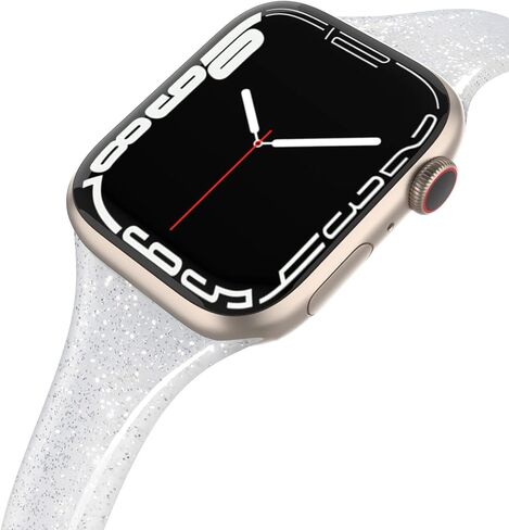 متوافق مع أشرطة ساعات Apple مقاس 42 مم 44 مم 45 مم، حزام بديل رياضي صغير ناعم من السيليكون اللامع متوافق مع iWatch Ultra Series 9 8 7 6 5 4 3 2 1 SE للسيدات in Kuwait