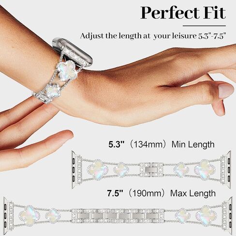 سوار Bling Diamond Clover للسيدات متوافق مع ساعة Apple 40 مم 44 مم 38 مم 45 مم 41 مم 42 مم 49 مم سوار مصمم فاخر لامع بديل لسلسلة iWatch Ultra/SE/9/8/7/6/5/4/3/2/1 in Saudi Arabia
