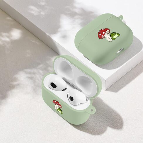 MAYCARI متوافق مع حافظة Airpods الجيل الثالث، غطاء حافظة Airpods 3 لطيف مطبوع عليه ضفدع الفطر لحماية النساء والفتيات مع سلسلة مفاتيح لحافظة Apple Airpods 3rd Gen in Kuwait